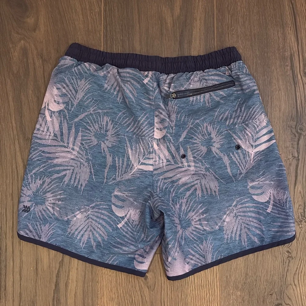 Swim shorts - medium - all over navy and pink palm pattern - like new